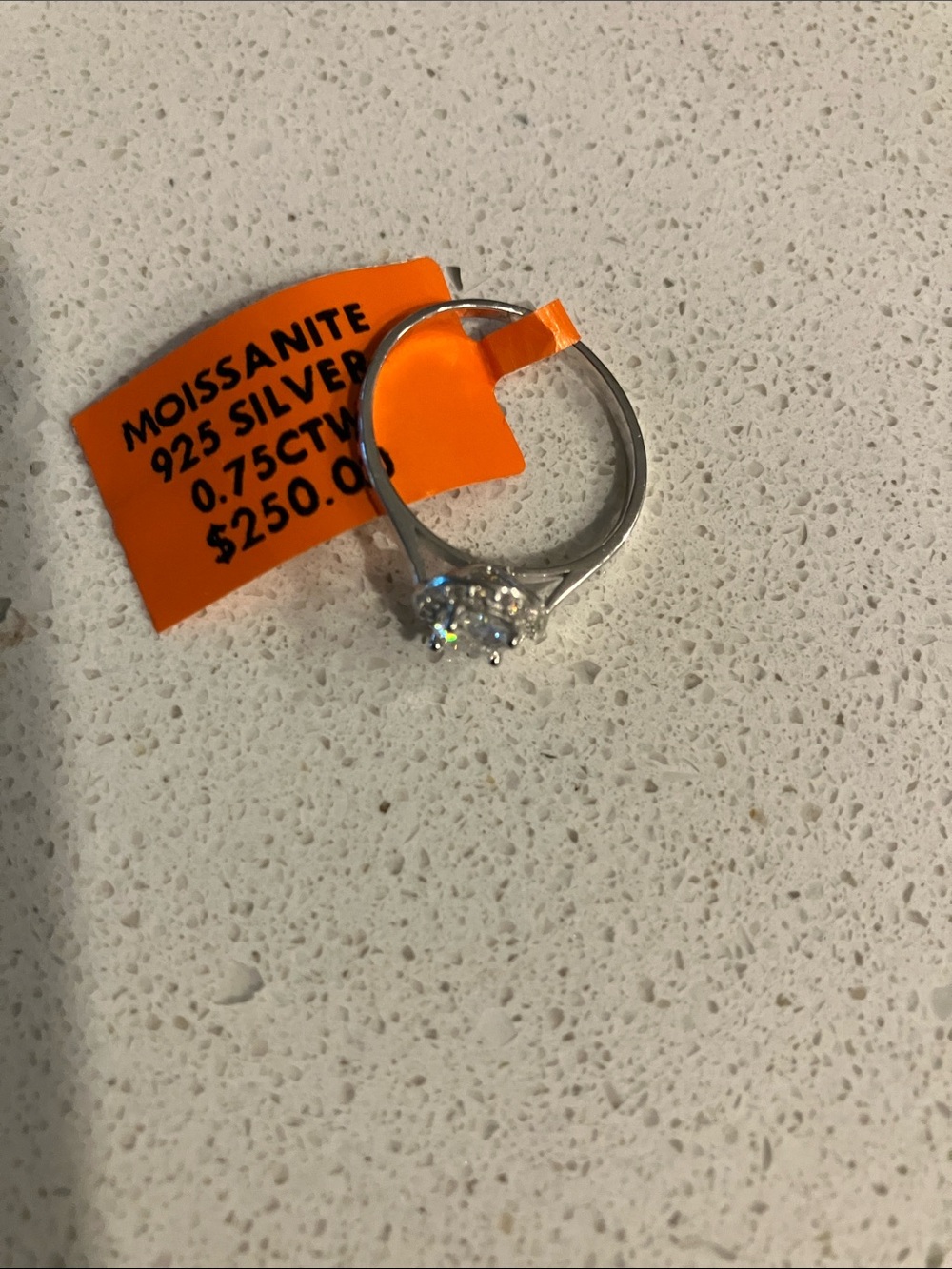 Sterling Silver and Moissanite 3/4 carat Halo Ring with Clear Sparkle - Picture 5 of 5